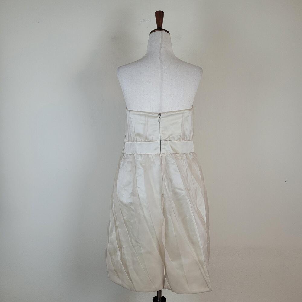 Badgley Mischka Dress‎ 14 Champagne Beaded Strapless Satin Bubble Hem Cocktail - Picture 4 of 13